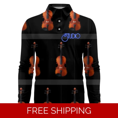 Le Studio Violin Custom 3D Long-Sleeved Polo Shirt